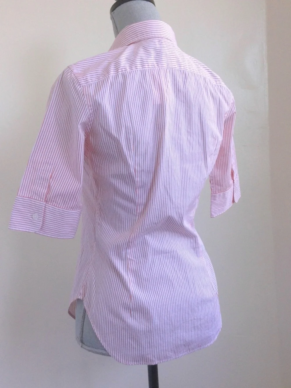Vintage NWT Ralph Lauren Sport Super Slim Fit Pink Coral Striped Button Shirt 4 - Picture 9 of 12